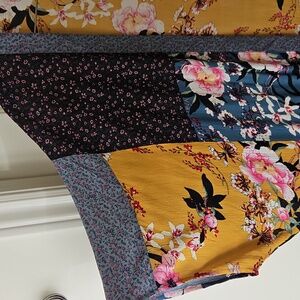 Boho Dreams, Umgee Cherry Blossom And Peony Kimono Gold, Navy, Pink Sz. S/M